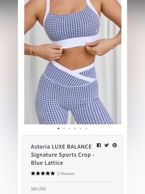 Blue Gingham Active Set - Sports Bra & High Waist Shorts
